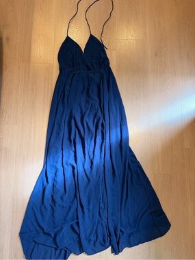 Navy Blue Maxi Halter Dress